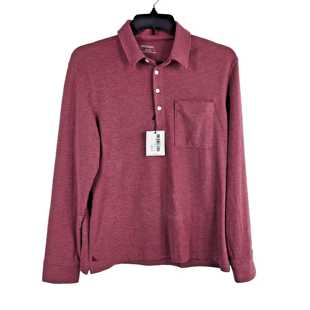 Untuck It Mens Medium Regular Argill Long Sleeve Collared‎ Polo Shirt NWT UT20